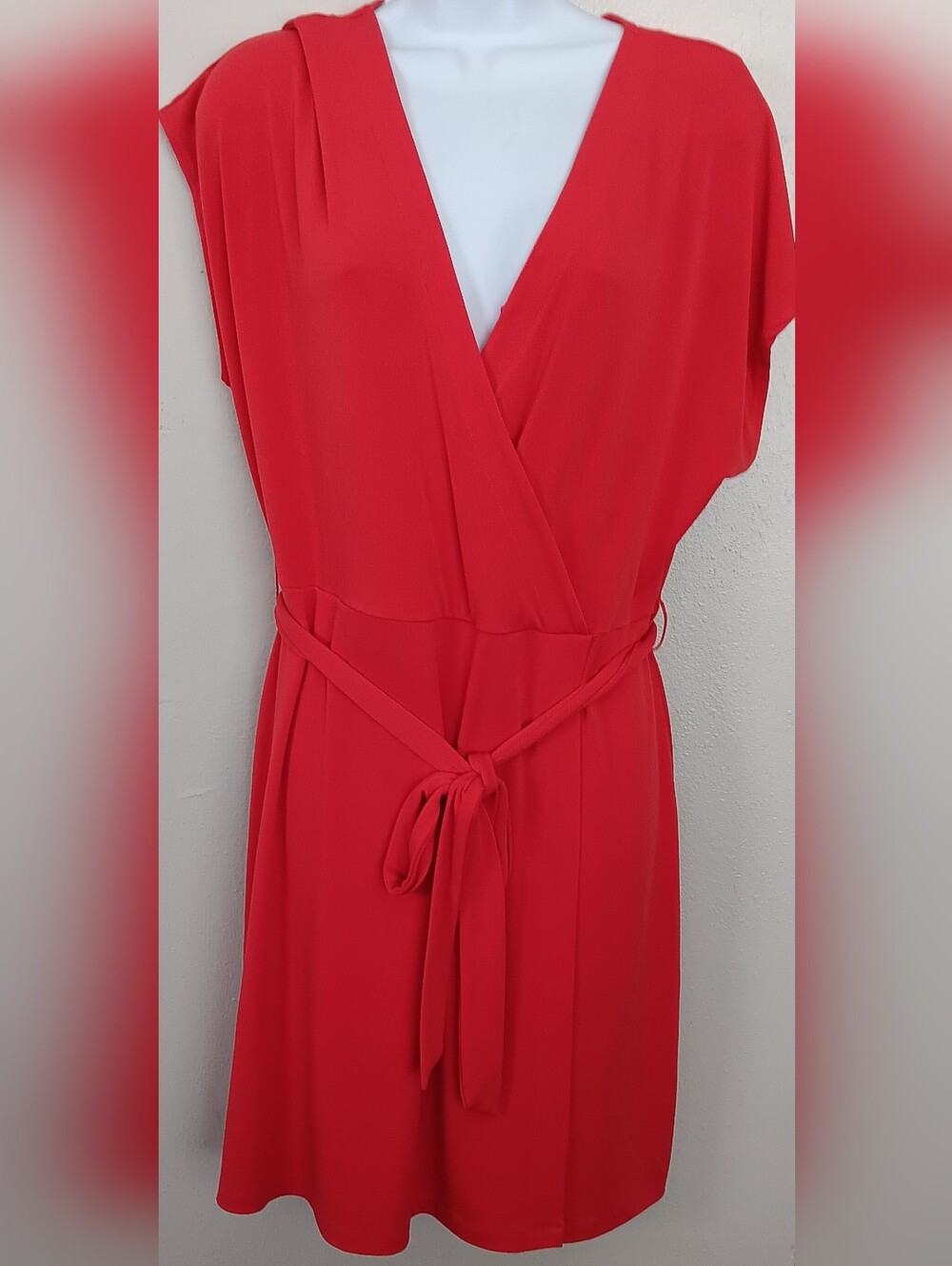 Nine West V-Neck Faux Wrap Dress Red Sz XL